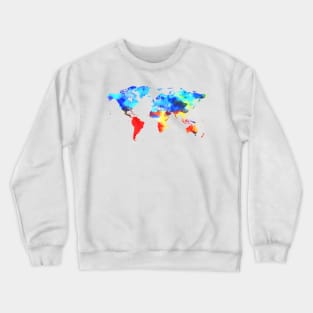 Painted Watercolor Map of the World Crewneck Sweatshirt